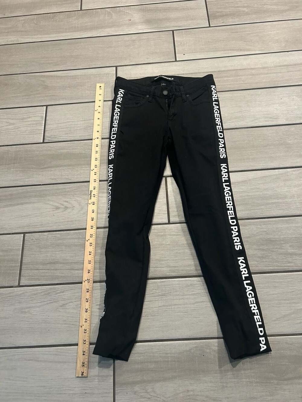 Karl Lagerfeld Paris Logo Taping Skinny Jeans Size 0 Black